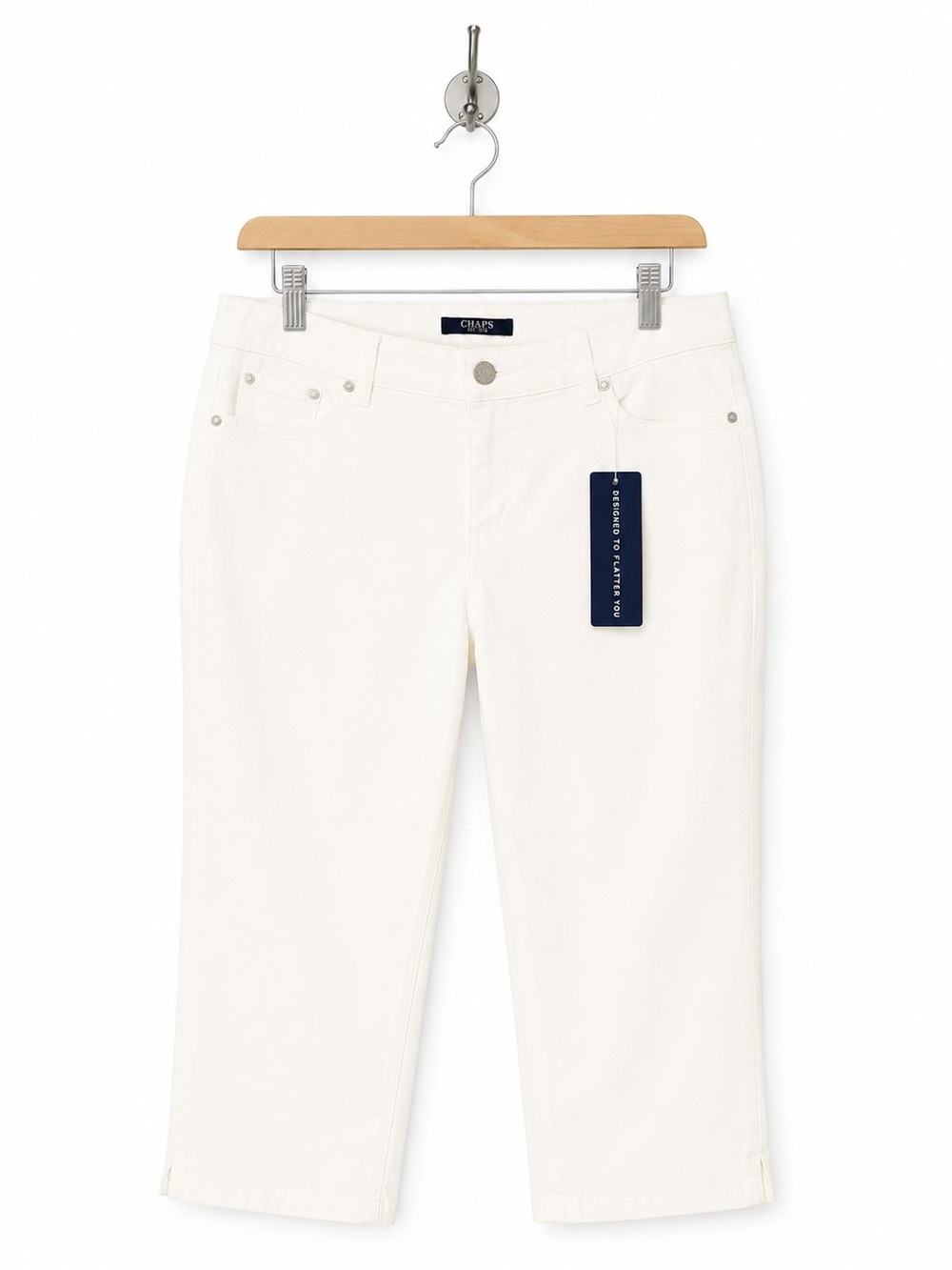 Chaps White Capri Pants Womens Size 6 Stretch Cropped Denim NWT Preppy Coastal